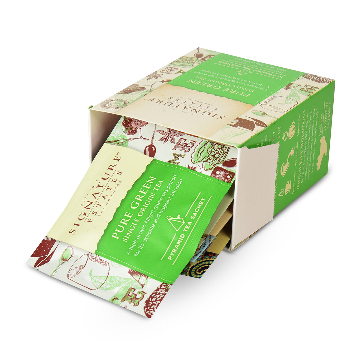 Signature Estates Pure Green Single Origin Nilgiri Tea Bags – 10 Pyramid Bags