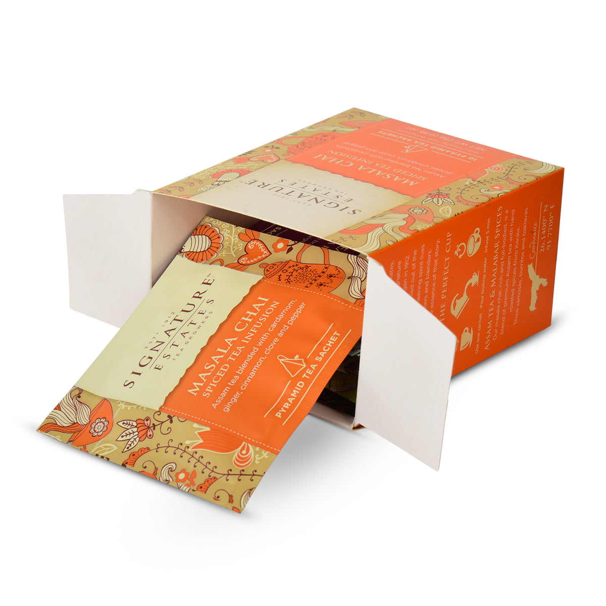 Signature Estates Masala Chai Spiced Tea with Ginger, Cinnamon, Cardamom & Clove – 10 Pyramid Bags