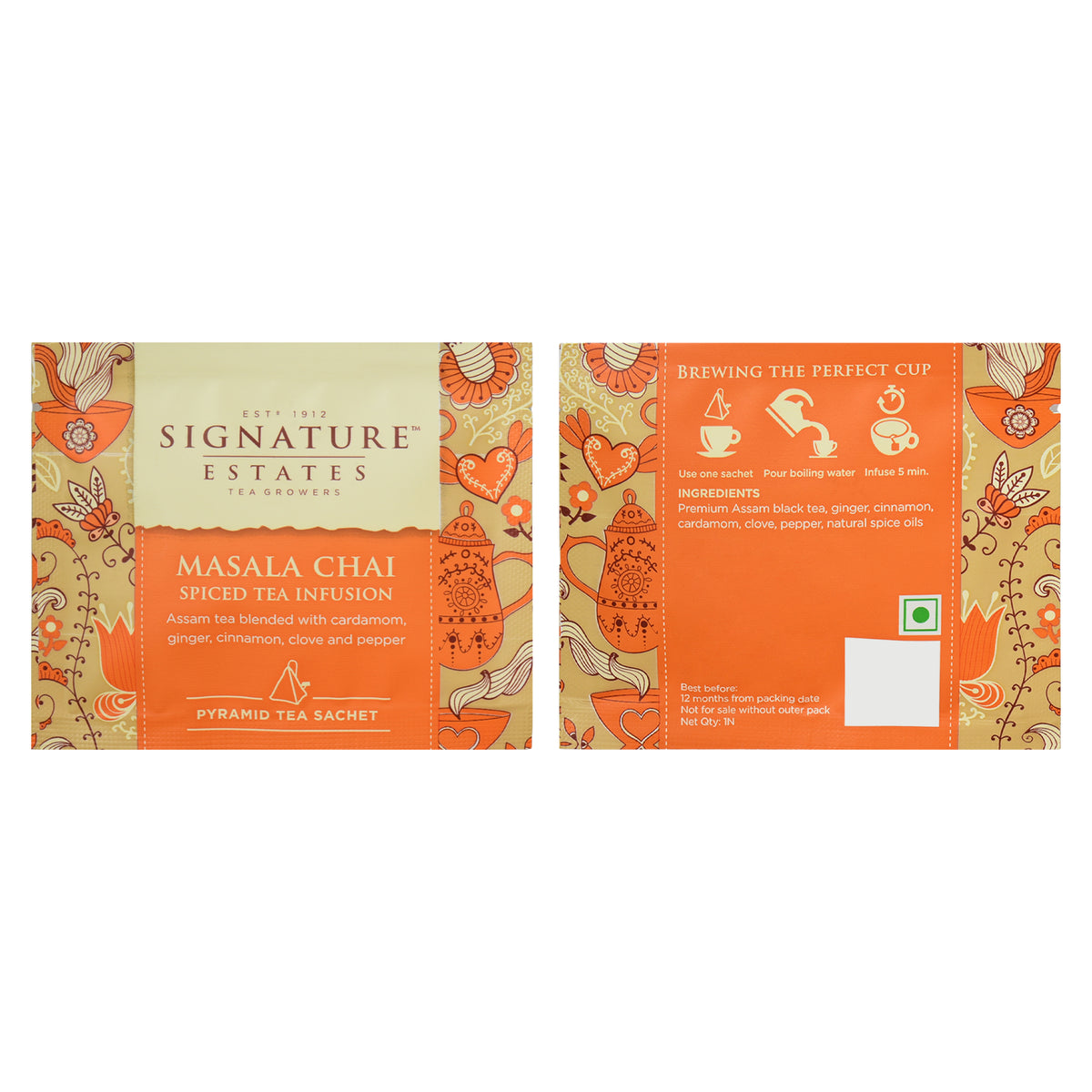 Signature Estates Masala Chai Spiced Tea with Ginger, Cinnamon, Cardamom & Clove – 10 Pyramid Bags