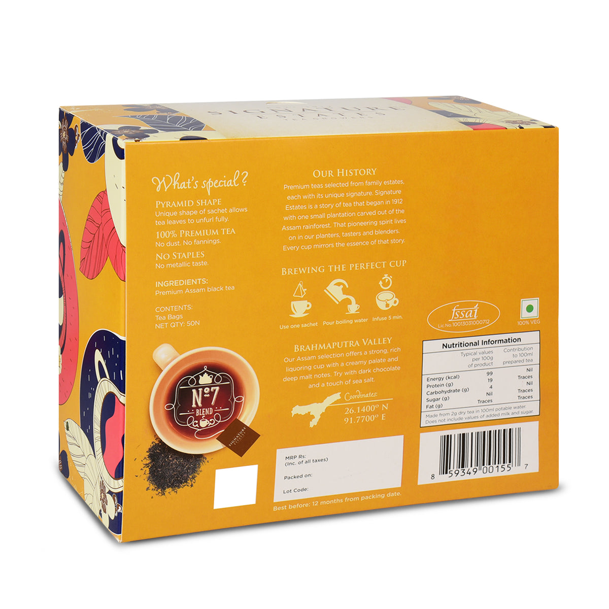 Signature Estates Assam Safari Single Origin Black Tea Bags – 50 Pyramid Sachets