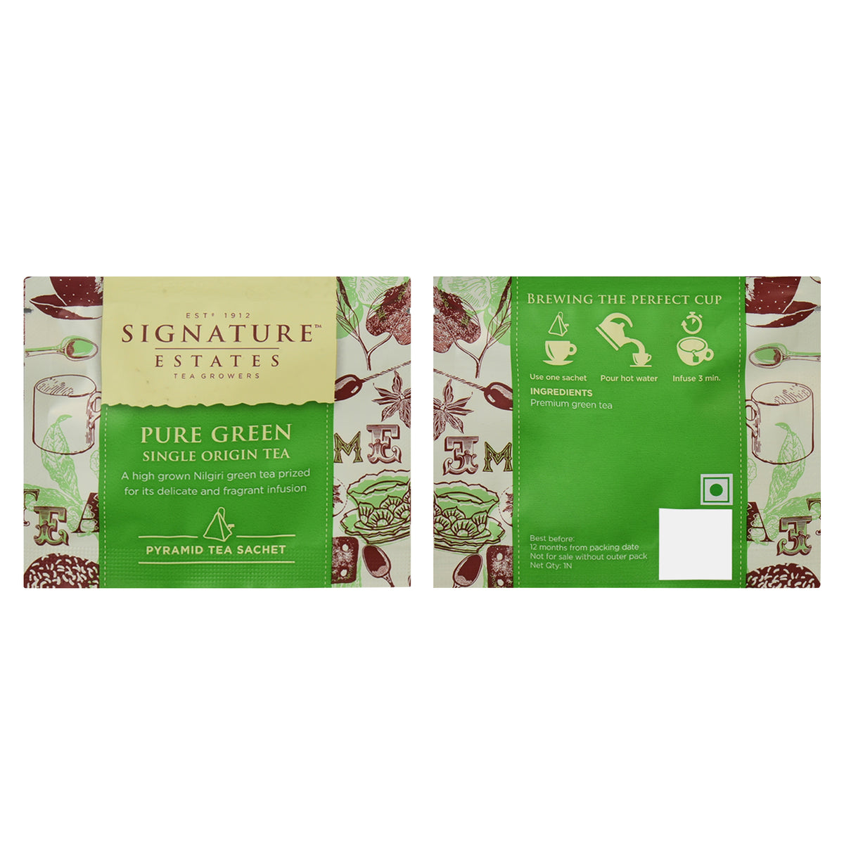 Signature Estates Pure Green Single Origin Nilgiri Tea Bags – 10 Pyramid Bags