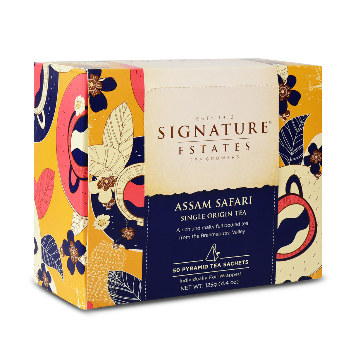 Signature Estates Assam Safari Single Origin Black Tea Bags – 50 Pyramid Sachets