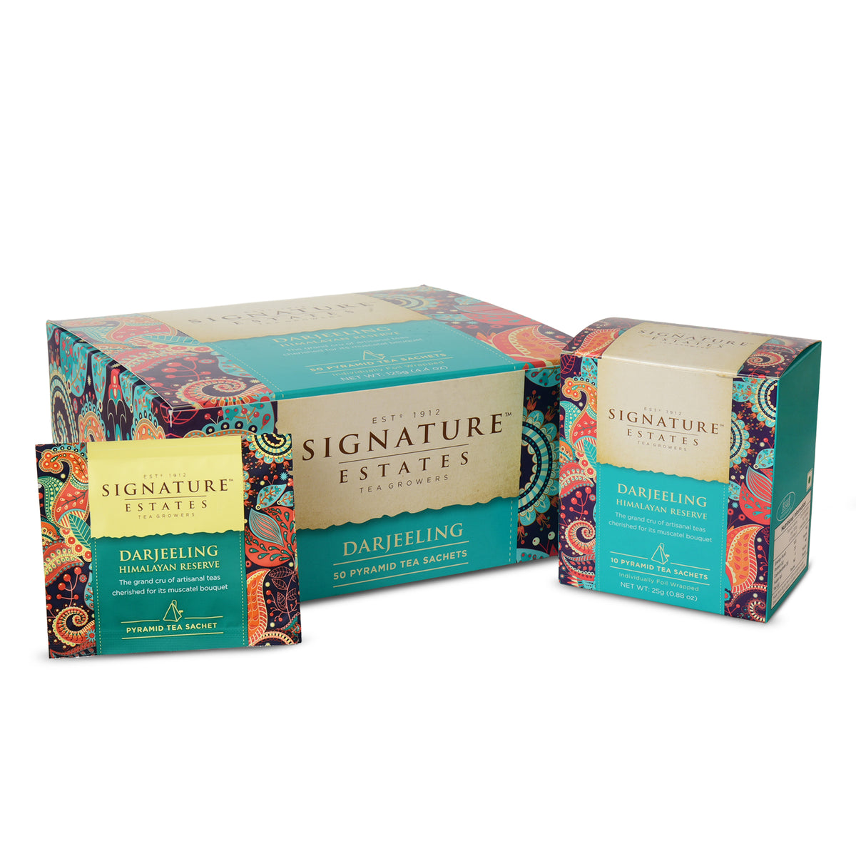 Signature Estates Darjeeling Himalayan Reserve Black Tea Bags – 50 Pyramid Sachets