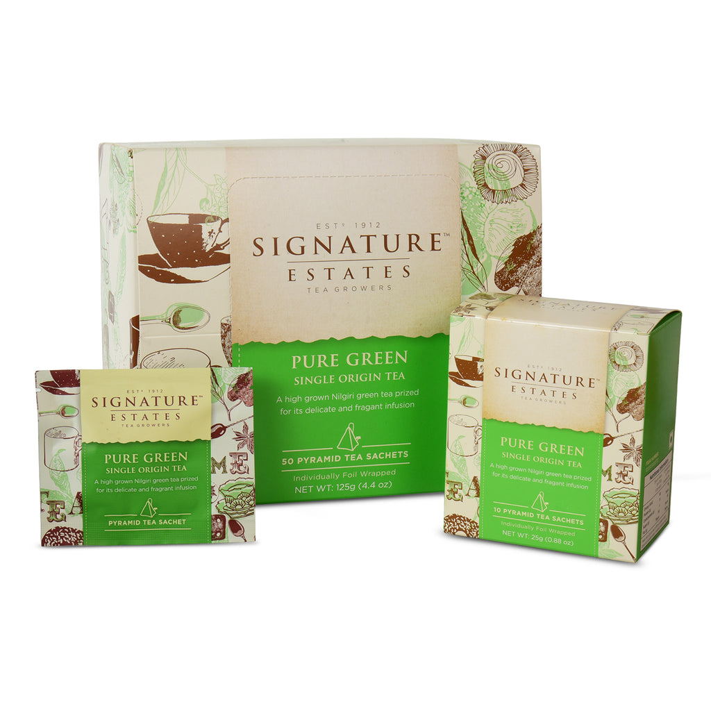Signature Estates Pure Green Single Origin Nilgiri Tea Bags – 50 Pyramid Sachets