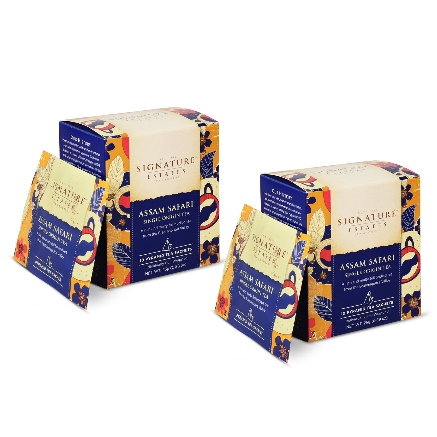 Signature Estates Assam Safari Single Origin Tea | Premium Assam Black Tea | Single Origin Black Tea Bags | Strong Malty AssamChai | Brahmaputra Heritage Tea | 20 Tea Bags (Pack of 2)