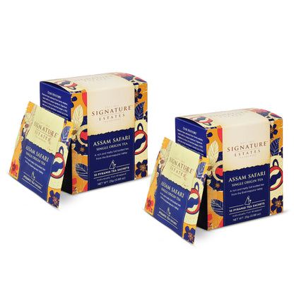 Signature Estates Assam Safari Single Origin Tea | Premium Assam Black Tea | Single Origin Black Tea Bags | Strong Malty AssamChai | Brahmaputra Heritage Tea | 20 Tea Bags (Pack of 2)