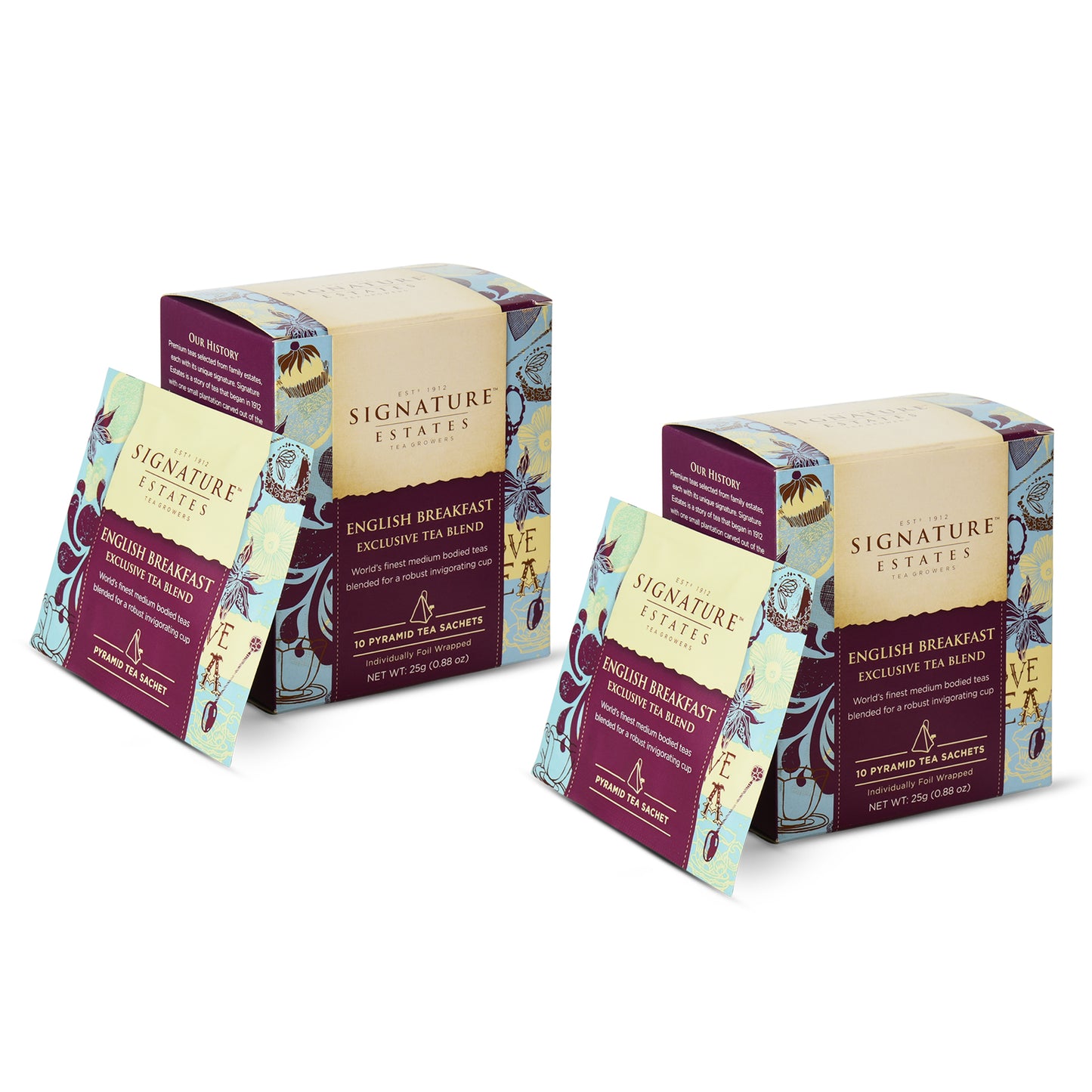 Signature Estates English Breakfast Exclusive Tea Blend | Premium English Breakfast BlackTea | Assam & NilgiriTea Blend | Robust Malty Breakfast Tea | 20 Pyramid Tea Bags (Pack of 2)