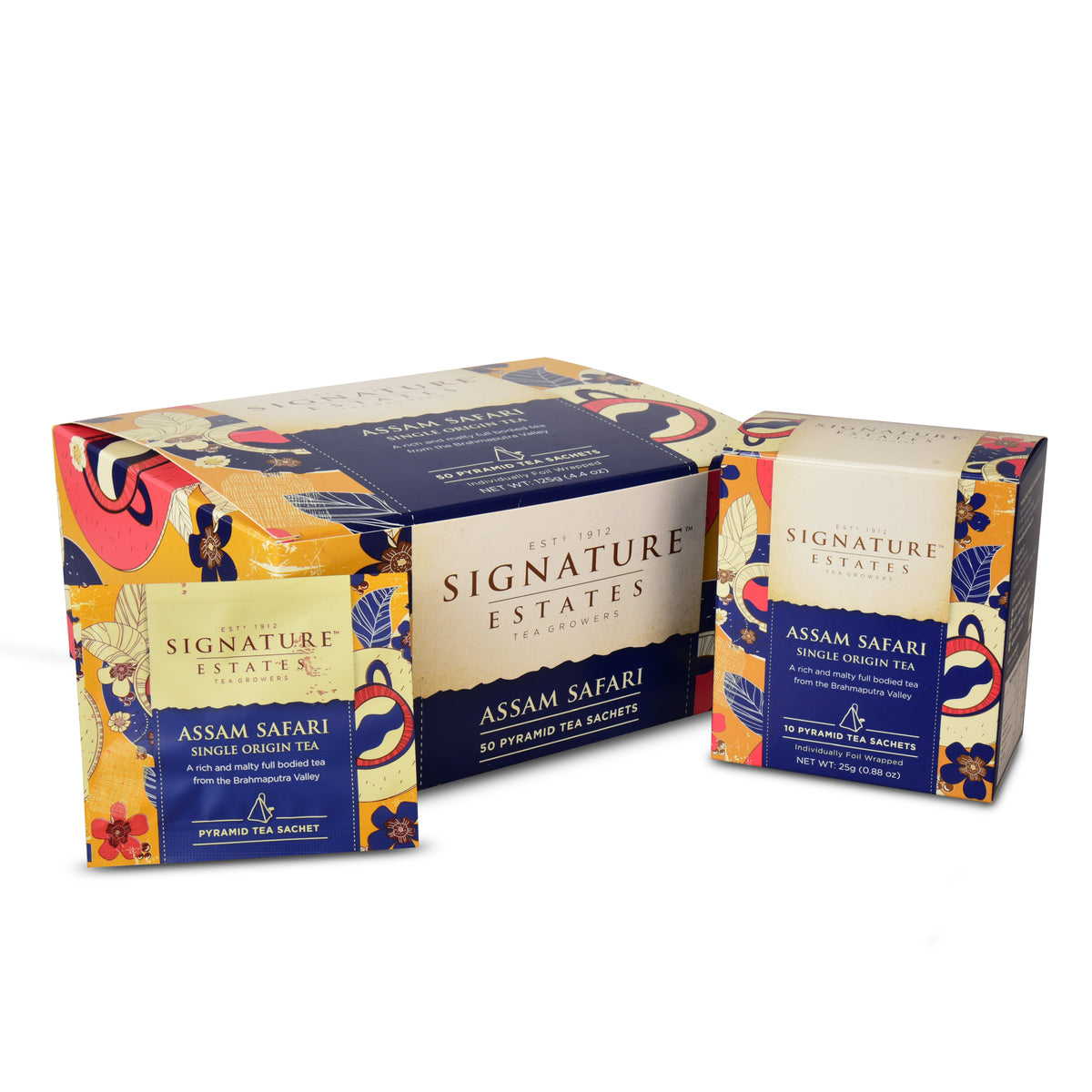 Signature Estates Assam Safari Single Origin Black Tea Bags – 50 Pyramid Sachets