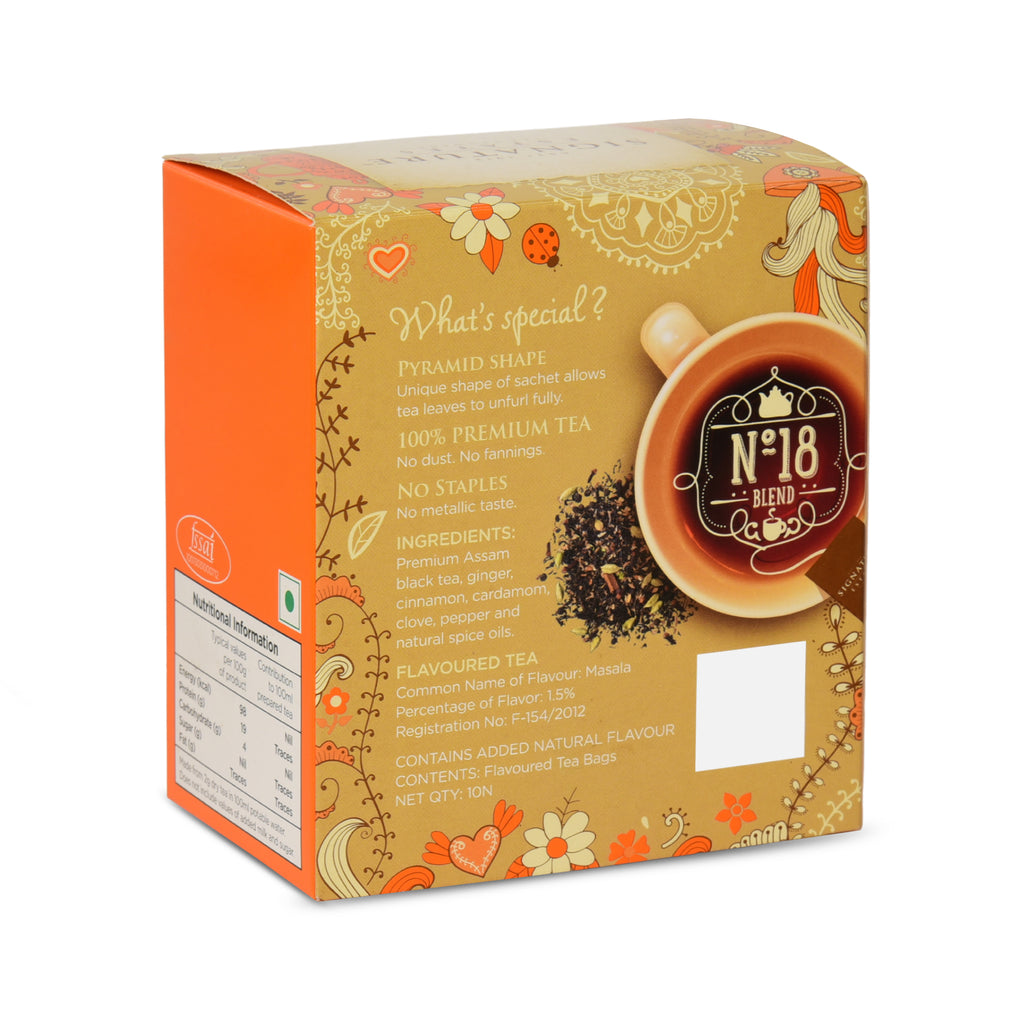 Signature Estates Masala Chai Spiced Tea with Ginger, Cinnamon, Cardamom & Clove – 10 Pyramid Bags