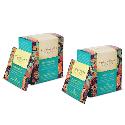 Signature Estates Darjeeling Himalayan Reserve | Premium Darjeeling Black Tea | Himalayan DarjeelingTea | Artisanal Estate Tea | Smooth Floral Black Tea | 20 Pyramid Tea Bags (Pack of 2)