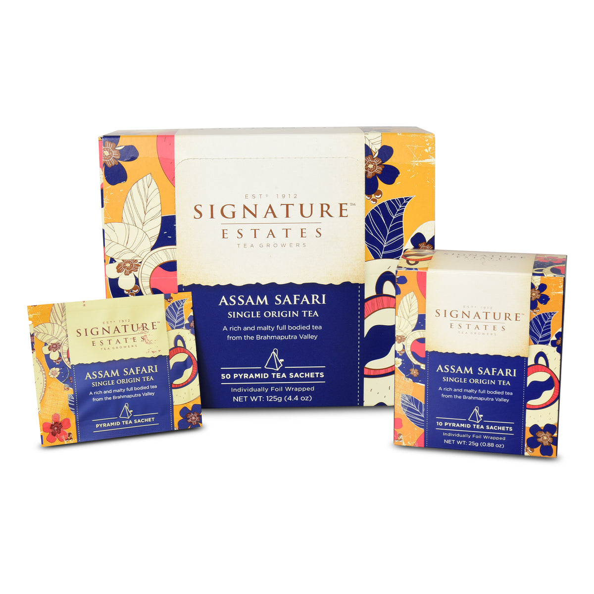 Signature Estates Assam Safari Single Origin Black Tea Bags – 50 Pyramid Sachets