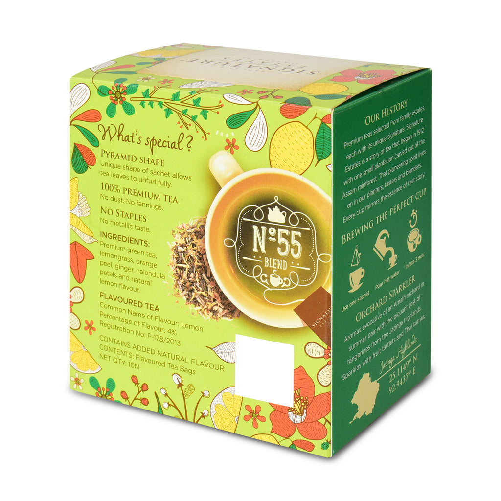 Signature Estates Amalfi Lemon Green Tea Bags with Lemongrass, Orange Peel & Calendula – 10 Pyramid Bags